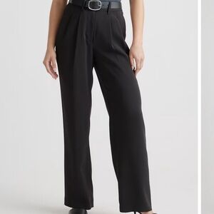 Quince Stretch Crepe Pleated Wide Leg Pants, size 6